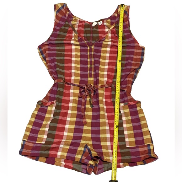 Roxy Plaid colorful Romper Woman’s Large - Picture 2 of 7